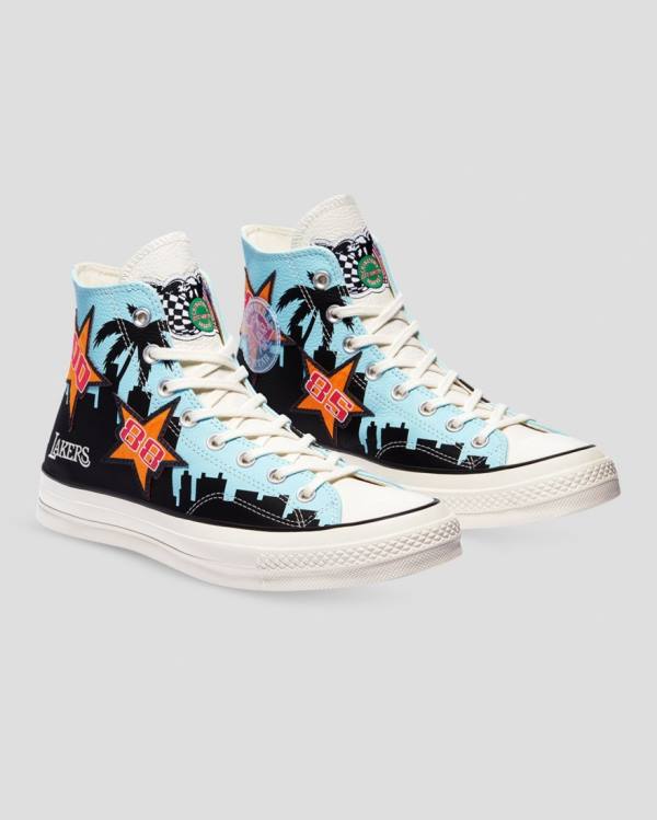 Trampki Wysokie Converse Chinatown Market Chuck 70 Specialty Czarne Niebieskie | CV-703JIL