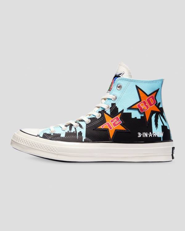 Trampki Wysokie Converse Chinatown Market Chuck 70 Specialty Czarne Niebieskie | CV-703JIL