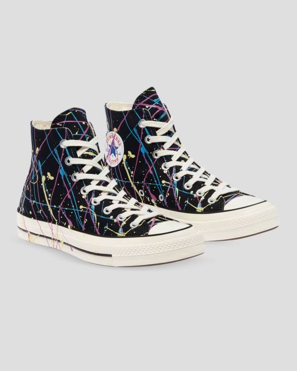 Trampki Wysokie Converse Chuck 70 Archive Print Paint Splatter Czarne | CV-902SFR