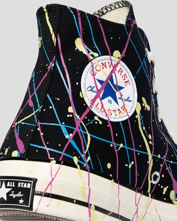 Trampki Wysokie Converse Chuck 70 Archive Print Paint Splatter Czarne | CV-902SFR