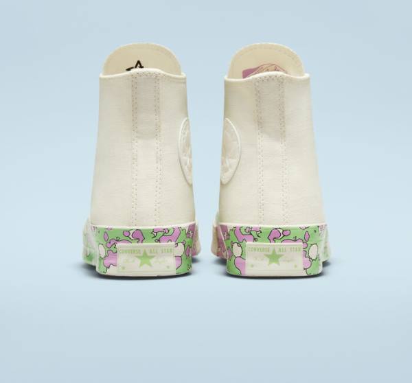 Trampki Wysokie Converse Chuck 70 Crafted Florals Różowe Głęboka Zielone | CV-052DEN
