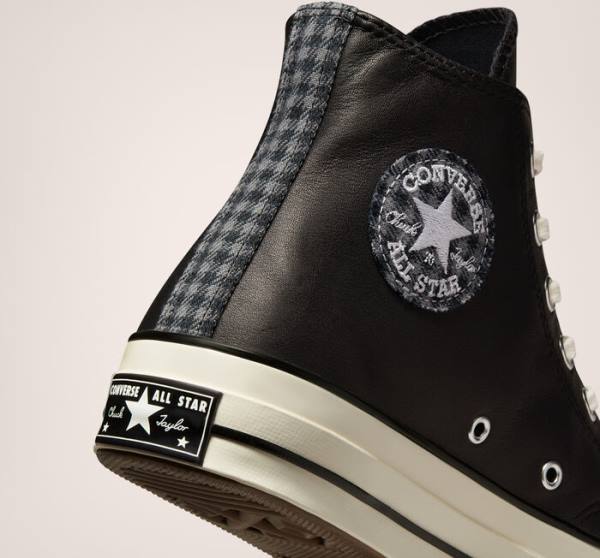 Trampki Wysokie Converse Chuck 70 Crafted Skórzane Czarne | CV-291JWF
