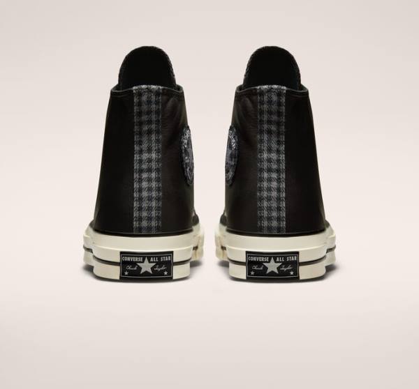 Trampki Wysokie Converse Chuck 70 Crafted Skórzane Czarne | CV-291JWF