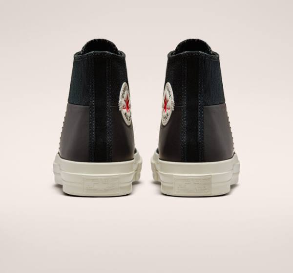 Trampki Wysokie Converse Chuck 70 Crafted Skórzane Czarne Czerwone | CV-327XNK
