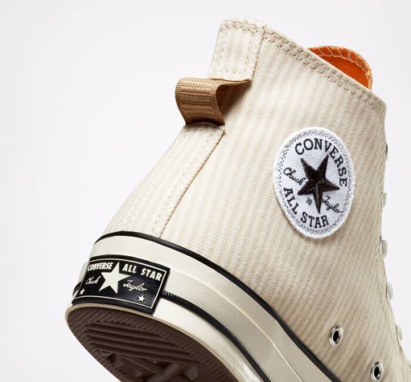 Trampki Wysokie Converse Chuck 70 Crafted Stripe Brązowe | CV-423PVC