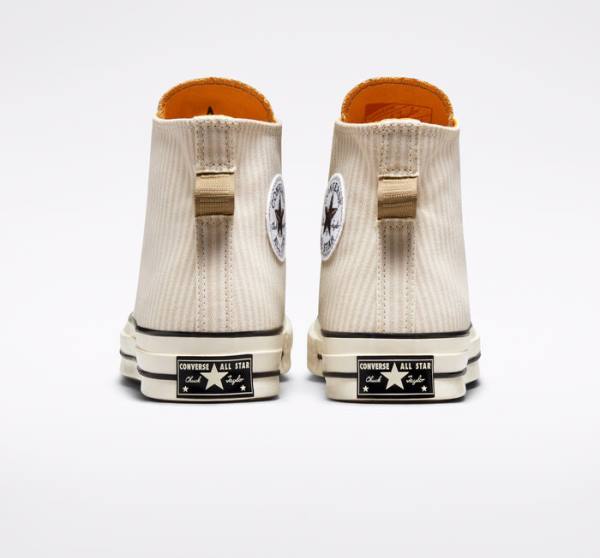 Trampki Wysokie Converse Chuck 70 Crafted Stripe Brązowe | CV-423PVC