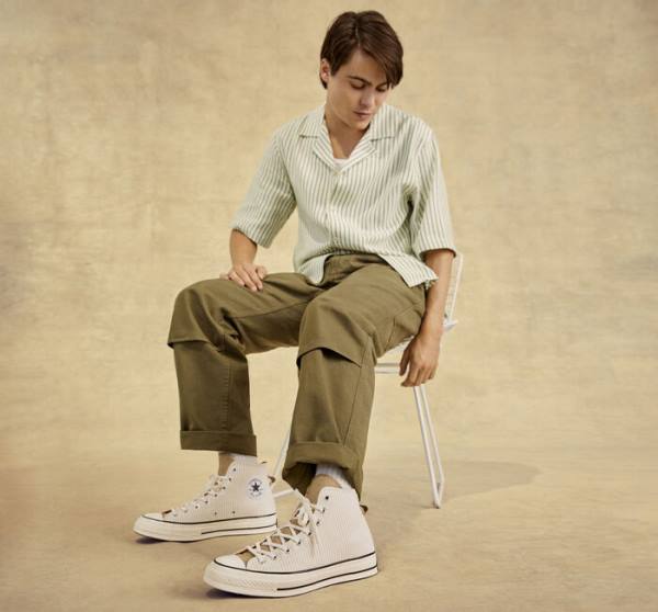 Trampki Wysokie Converse Chuck 70 Crafted Stripe Brązowe | CV-423PVC