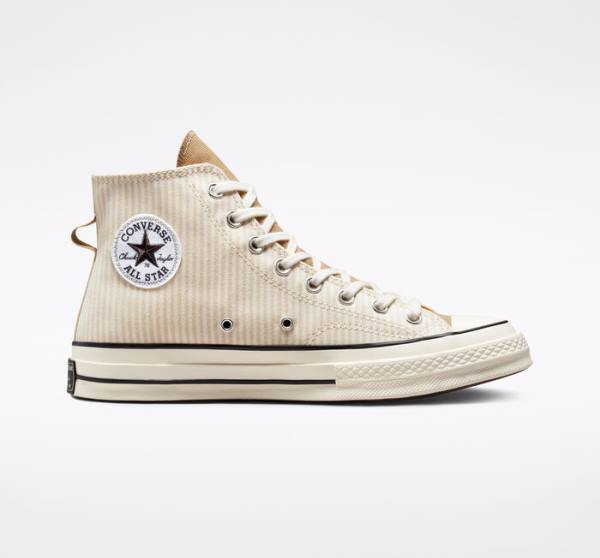 Trampki Wysokie Converse Chuck 70 Crafted Stripe Brązowe | CV-423PVC