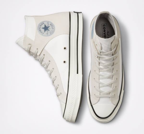 Trampki Wysokie Converse Chuck 70 Crafted Płócienne Białe Czarne | CV-548XJM