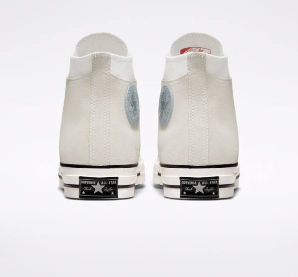 Trampki Wysokie Converse Chuck 70 Crafted Płócienne Białe Czarne | CV-548XJM