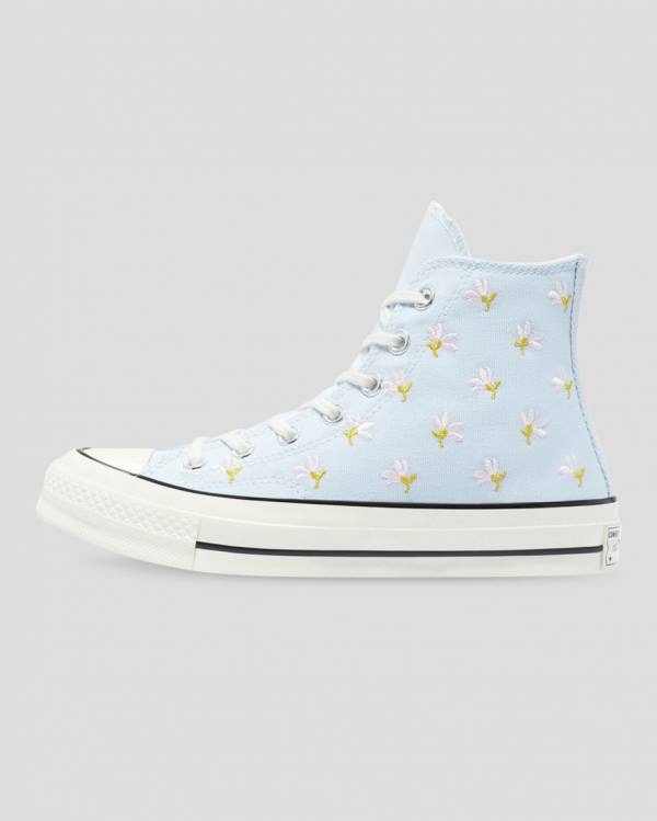 Trampki Wysokie Converse Chuck 70 Embroidered Garden Party Niebieskie | CV-094VIY