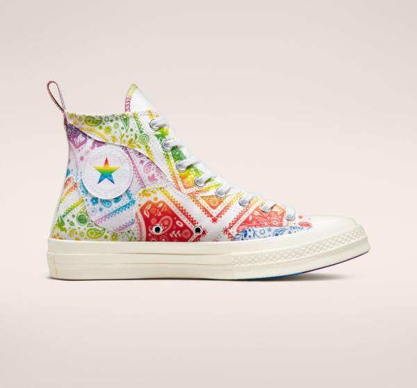 Trampki Wysokie Converse Chuck 70 Pride Białe Czerwone | CV-619KSA