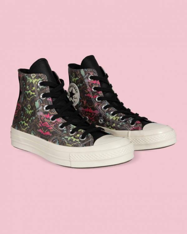 Trampki Wysokie Converse Chuck 70 Satin Snake Print Czarne | CV-025IEG