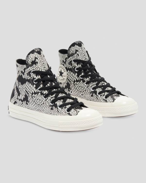 Trampki Wysokie Converse Chuck 70 Skórzane Snake Print Beżowe Czarne | CV-798XFA