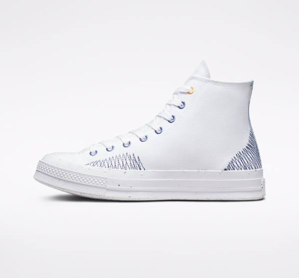 Trampki Wysokie Converse Chuck 70 Stitched Białe Indygo | CV-317RAQ