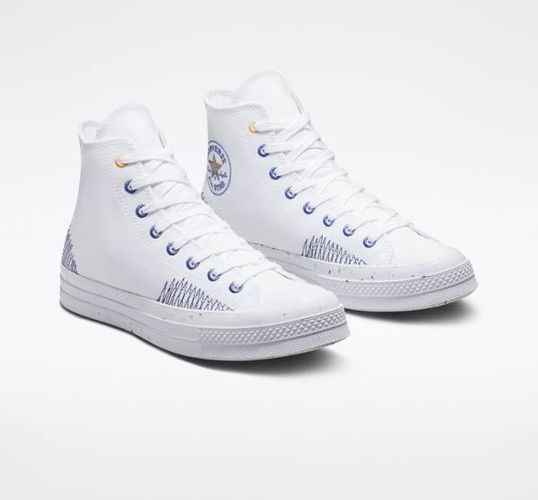 Trampki Wysokie Converse Chuck 70 Stitched Białe Indygo | CV-317RAQ