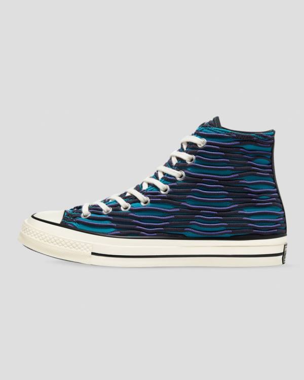Trampki Wysokie Converse Chuck 70 Wavy Knit Niebieskie | CV-124ESD