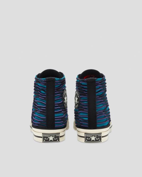 Trampki Wysokie Converse Chuck 70 Wavy Knit Niebieskie | CV-124ESD