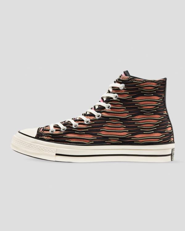 Trampki Wysokie Converse Chuck 70 Wavy Knit Pomarańczowe Czarne Fioletowe | CV-130TNP