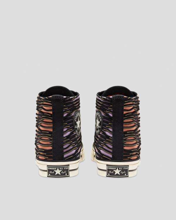 Trampki Wysokie Converse Chuck 70 Wavy Knit Pomarańczowe Czarne Fioletowe | CV-130TNP