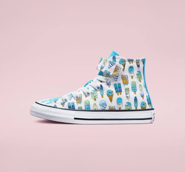 Trampki Wysokie Converse Chuck Taylor All Star Easy-On Frozen Treats Białe Niebieskie Głęboka Zielone | CV-027XDJ
