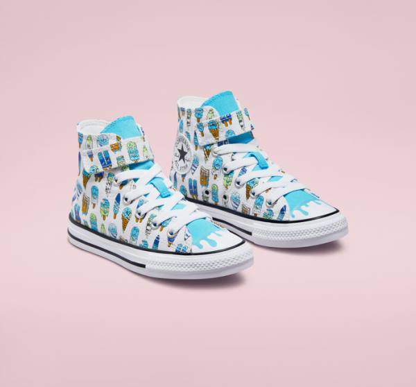 Trampki Wysokie Converse Chuck Taylor All Star Easy-On Frozen Treats Białe Niebieskie Głęboka Zielone | CV-027XDJ