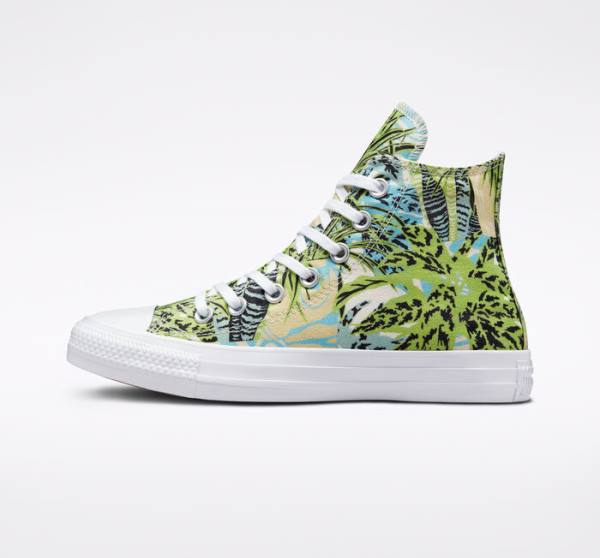 Trampki Wysokie Converse Chuck Taylor All Star Tropical Florals Głęboka Zielone Białe | CV-089LWM