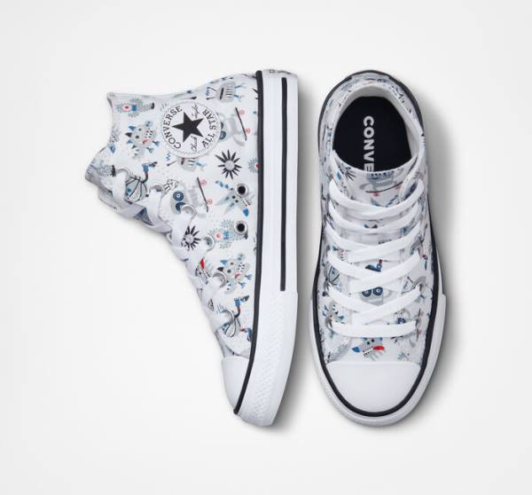 Trampki Wysokie Converse Chuck Taylor All Star Creatures Białe Szare Niebieskie | CV-123UFE