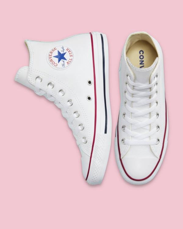 Trampki Wysokie Converse Chuck Taylor All Star Skórzane Białe | CV-126FIT