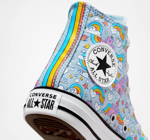 Trampki Wysokie Converse Chuck Taylor All Star Rainbow Castles Niebieskie Różowe | CV-147OTK