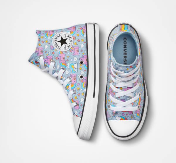 Trampki Wysokie Converse Chuck Taylor All Star Rainbow Castles Niebieskie Różowe | CV-147OTK