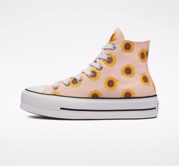 Trampki Wysokie Converse Chuck Taylor All Star Lift Platformie Summer Spirit Czerwone Białe | CV-178ZLI