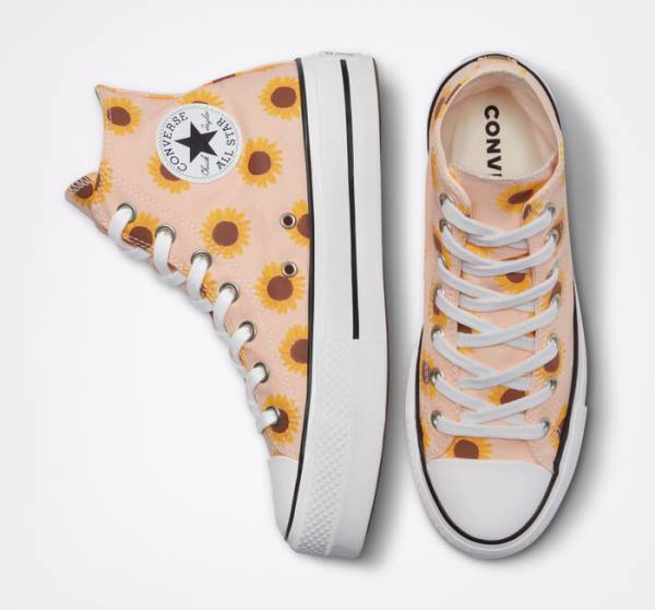Trampki Wysokie Converse Chuck Taylor All Star Lift Platformie Summer Spirit Czerwone Białe | CV-178ZLI