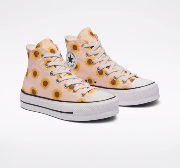 Trampki Wysokie Converse Chuck Taylor All Star Lift Platformie Summer Spirit Czerwone Białe | CV-178ZLI