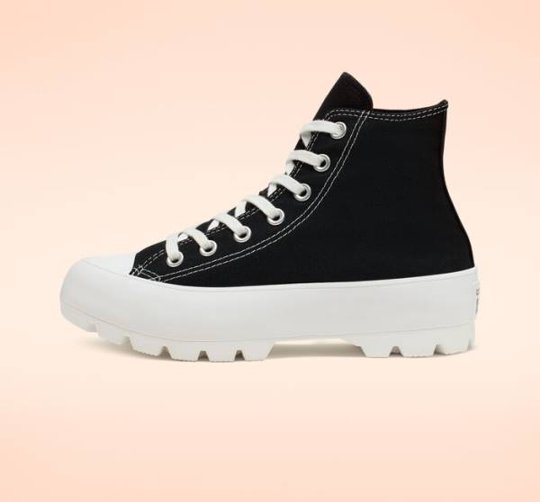 Trampki Wysokie Converse Chuck Taylor All Star Lugged Czarne Białe | CV-217ZFG