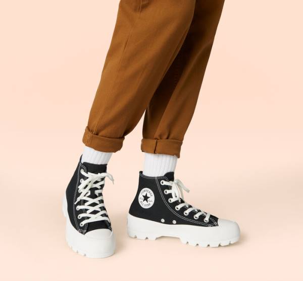 Trampki Wysokie Converse Chuck Taylor All Star Lugged Czarne Białe | CV-217ZFG