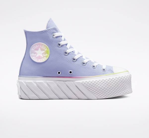 Trampki Wysokie Converse Chuck Taylor All Star 2X Lift Platformie Pastel Gradient Niebieskie Białe | CV-231FOJ