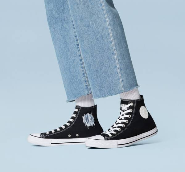 Trampki Wysokie Converse Chuck Taylor All Star Translucent Barcode Czarne Białe | CV-235TLH