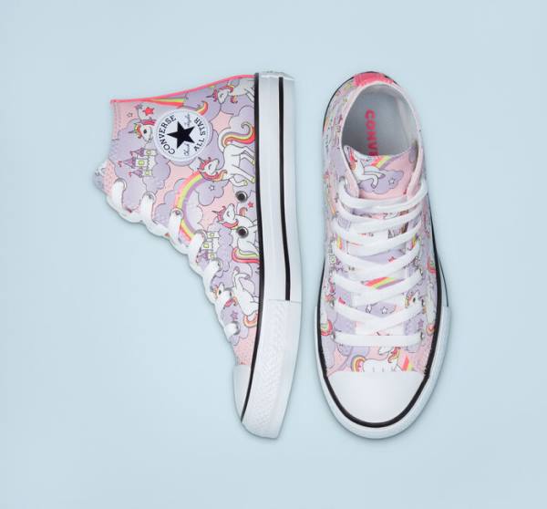 Trampki Wysokie Converse Chuck Taylor All Star Neon Unicorn Różowe Kolorowe Białe | CV-285MKY