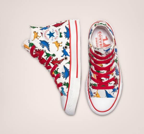 Trampki Wysokie Converse Chuck Taylor All Star Dinoverse Białe Czerwone Niebieskie | CV-306UNJ