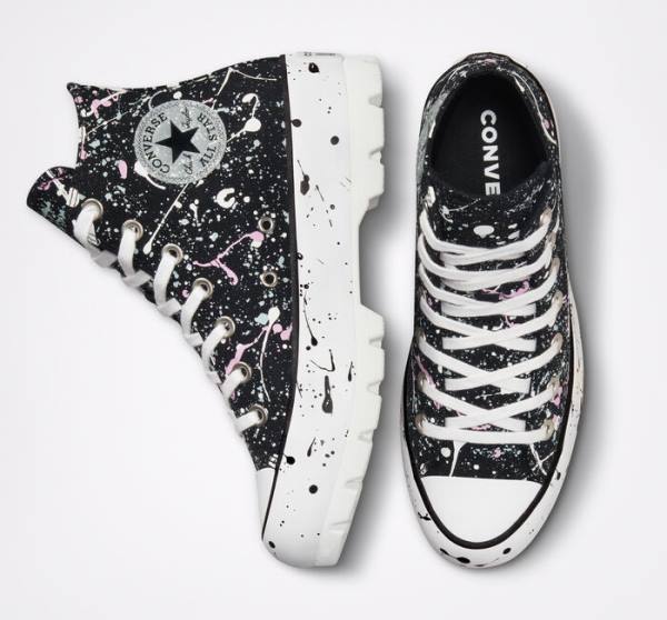 Trampki Wysokie Converse Chuck Taylor All Star Lugged Paint Splatter Czarne Szare Różowe | CV-310DKY