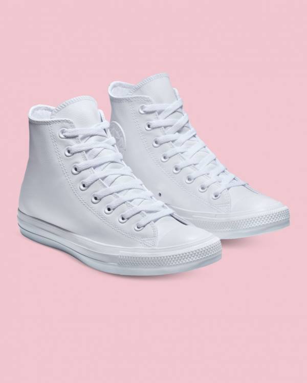 Trampki Wysokie Converse Chuck Taylor All Star Skórzane Białe | CV-310MTK
