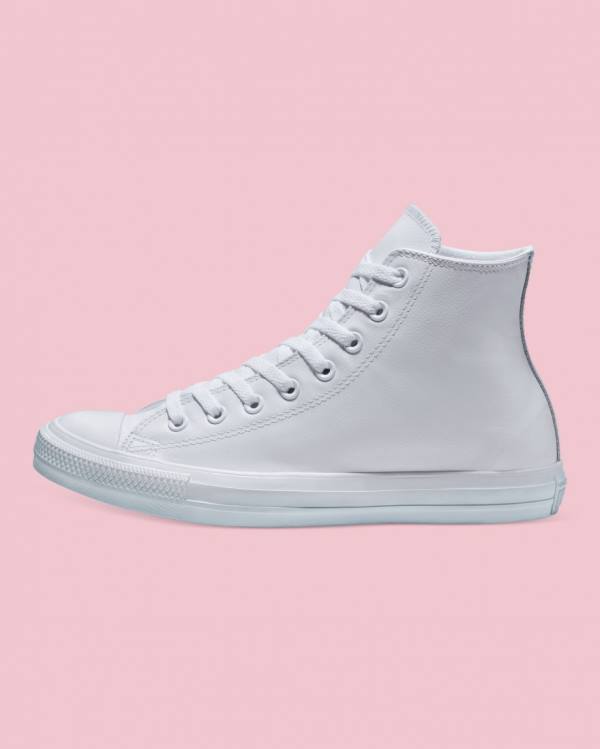 Trampki Wysokie Converse Chuck Taylor All Star Skórzane Białe | CV-310MTK