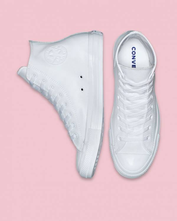 Trampki Wysokie Converse Chuck Taylor All Star Skórzane Białe | CV-310MTK
