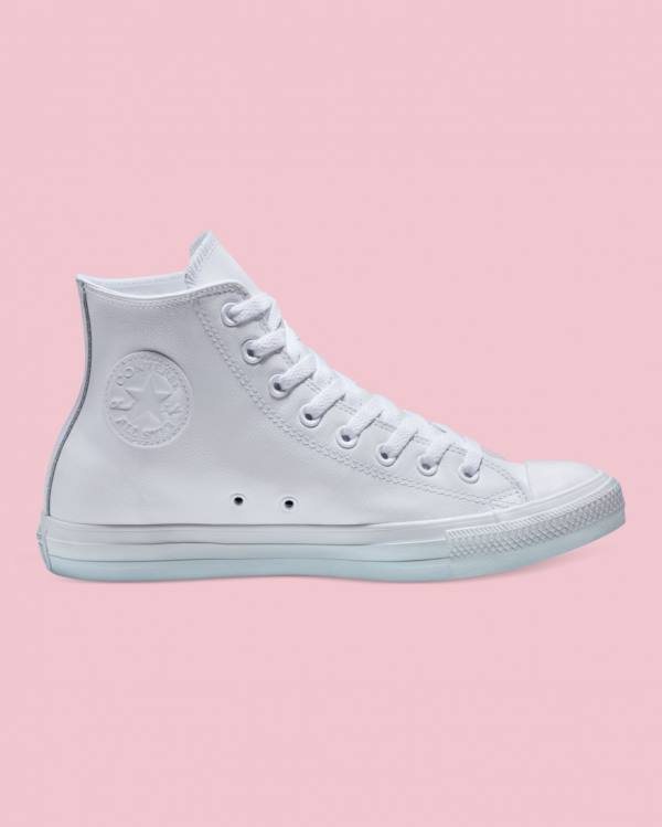 Trampki Wysokie Converse Chuck Taylor All Star Skórzane Białe | CV-310MTK