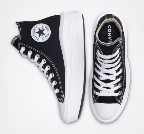 Trampki Wysokie Converse Chuck Taylor All Star Move Platformie Czarne Beżowe Białe | CV-341MCW