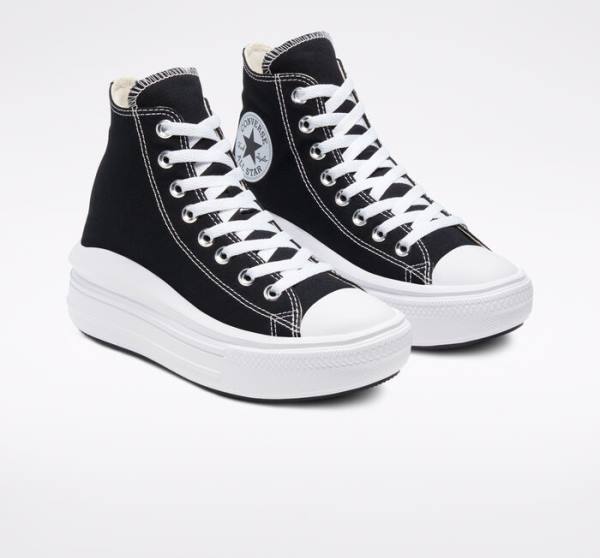 Trampki Wysokie Converse Chuck Taylor All Star Move Platformie Czarne Beżowe Białe | CV-341MCW