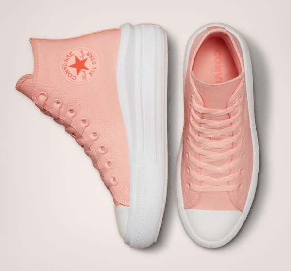 Trampki Wysokie Converse Chuck Taylor All Star Move Platformie Płócienne Różowe Białe Różowe | CV-419UNE