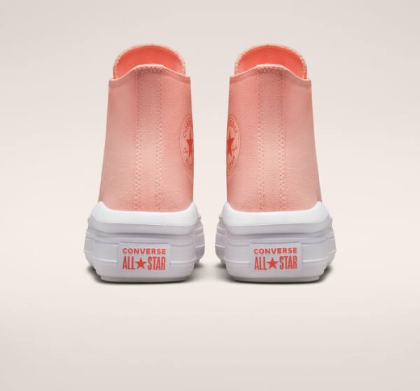 Trampki Wysokie Converse Chuck Taylor All Star Move Platformie Płócienne Różowe Białe Różowe | CV-419UNE