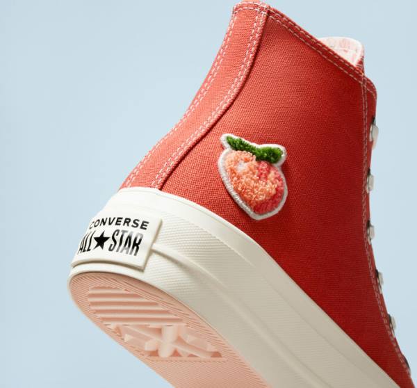 Trampki Wysokie Converse Chuck Taylor All Star Lift Platformie Peaches Pomarańczowe Czarne | CV-421GSW